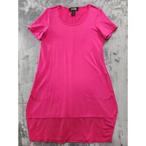 Pure Essence Dress Womens M Pink Bamboo‎ French Terry Scoop Neck Short Sleeves